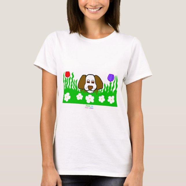 Pup N Play Camiseta blanca básica de las mujeres (Anverso)