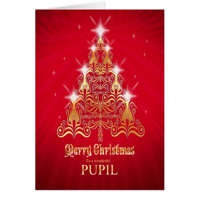 Pupil, tarjeta de Navidades de árboles de Navidad (Frente)