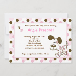 Puppy color rosa 5x7 Invitaciones a ducha para beb