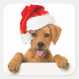 PUPPY CON SELLO PARA SOBRES PEGATINA Santa hat