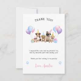 Puppy Dog Birday Party Watercolor Gracias Tarjeta