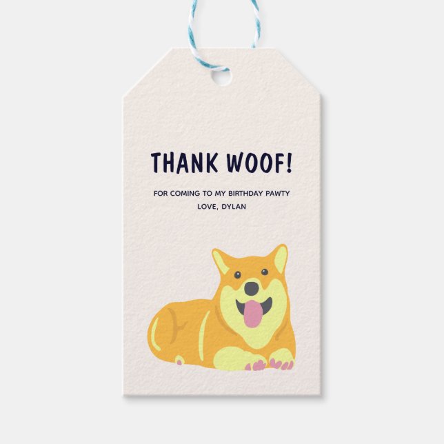 Puppy Dog Birthday Pawty Gracias Etiqueta De Regal (Anverso)