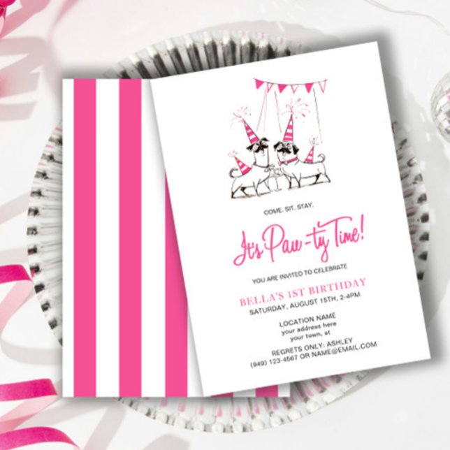 Puppy Pink Birday Party Invitación (Subido por el creador)
