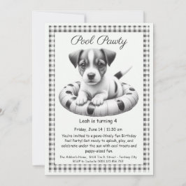 Puppy Splash Birthday Pool Party Invitación