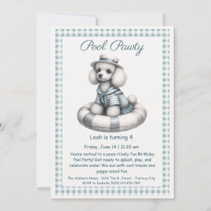 Puppy Splash Birthday Pool Party Invitación