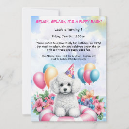 Puppy Splash Birthday Pool Party Invitación