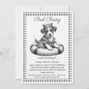 Puppy Splash Birthday Pool Party Invitación
