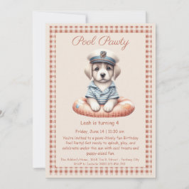 Puppy Splash Birthday Pool Party Invitación