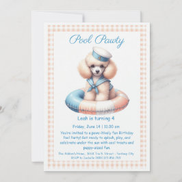 Puppy Splash Birthday Pool Party Invitación