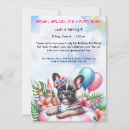 Puppy Splash Birthday Pool Party Invitación
