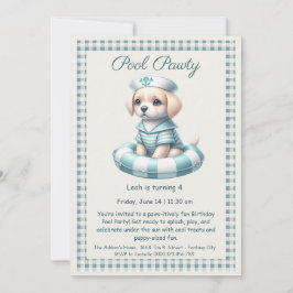 Puppy Splash Birthday Pool Party Invitación