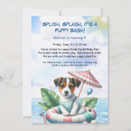Puppy Splash Birthday Pool Party Invitación