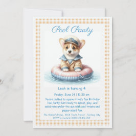 Puppy Splash Birthday Pool Party Invitación