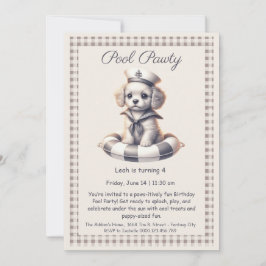 Puppy Splash Birthday Pool Party Invitación