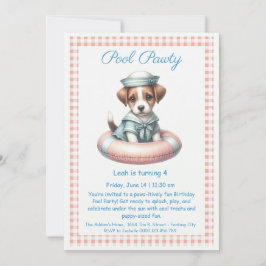 Puppy Splash Birthday Pool Party Invitación