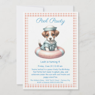 Puppy Splash Birthday Pool Party Invitación