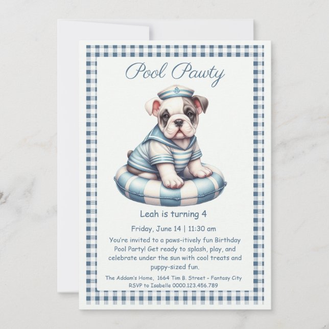 Puppy Splash Birthday Pool Party Invitación (Anverso)
