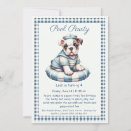 Puppy Splash Birthday Pool Party Invitación
