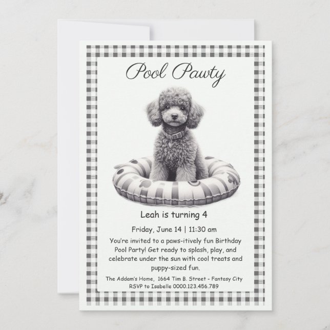 Puppy Splash Birthday Pool Party Invitación (Anverso)