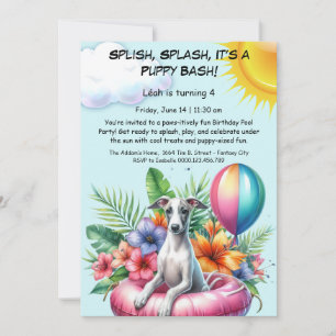 Puppy Splash Birthday Pool Party Invitación