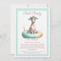 Puppy Splash Birthday Pool Party Invitación