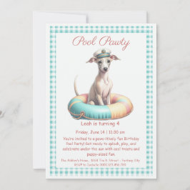 Puppy Splash Birthday Pool Party Invitación