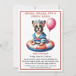 Puppy Splash Birthday Pool Party Invitación