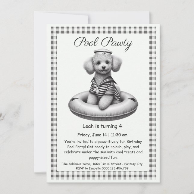 Puppy Splash Birthday Pool Party Invitación (Anverso)