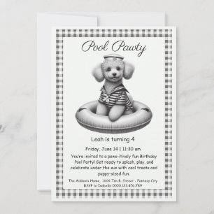 Puppy Splash Birthday Pool Party Invitación