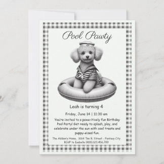 Puppy Splash Birthday Pool Party Invitación