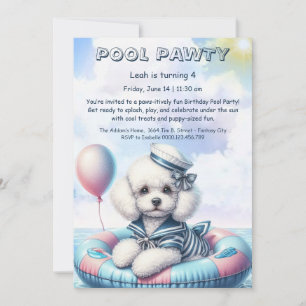 Puppy Splash Birthday Pool Party Invitación