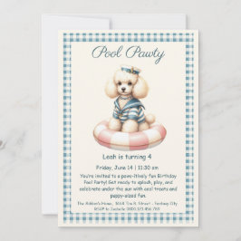 Puppy Splash Birthday Pool Party Invitación
