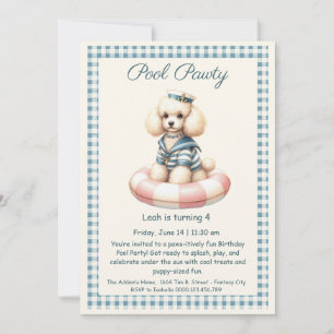 Puppy Splash Birthday Pool Party Invitación