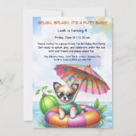 Puppy Splash Birthday Pool Party Invitación