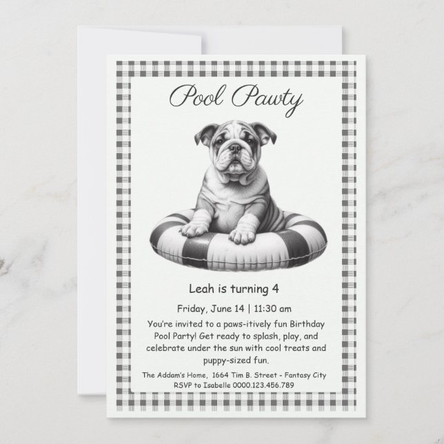Puppy Splash Birthday Pool Party Invitación (Anverso)