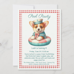 Puppy Splash Birthday Pool Party Invitación