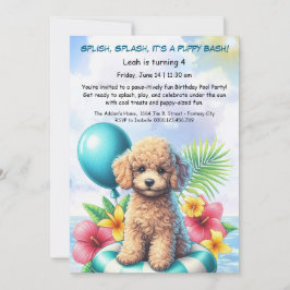Puppy Splash Birthday Pool Party Invitación