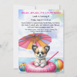 Puppy Splash Birthday Pool Party Invitación