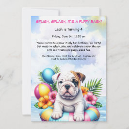 Puppy Splash Birthday Pool Party Invitación