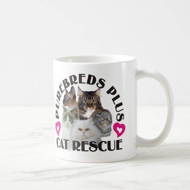 Purasangres más la taza del rescate del gato (Derecha)