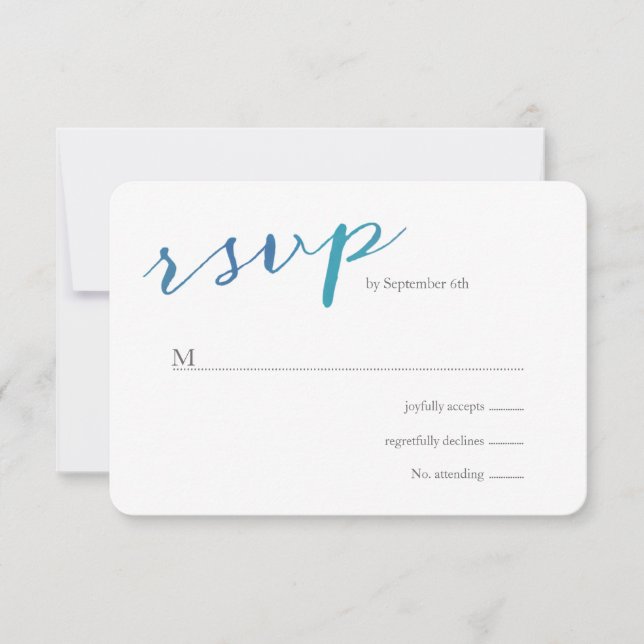 Pure Love Watercolor Wedding RSVP / Ocean Blue (Anverso)