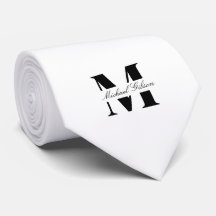 Pure White | Monograma Personalizado Corbata para