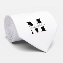 Pure White | Monograma Personalizado Corbata para