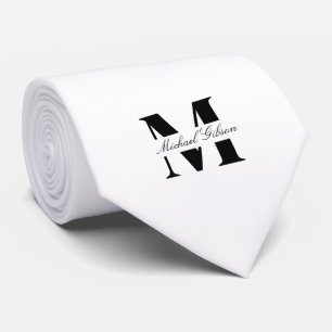 Pure White Monograma Personalizado Corbata para