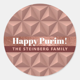 Purim Rosa Gold Luxury Pattern Pegatina redondeado