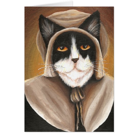 Puritano del gato del peregrino en tarjeta