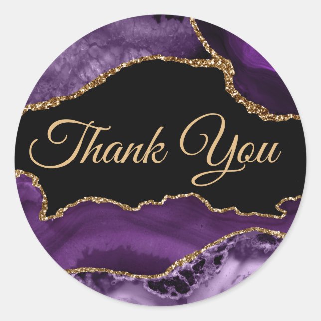 Purple Agate Gracias Pegatina de redondeo clásico (Anverso)