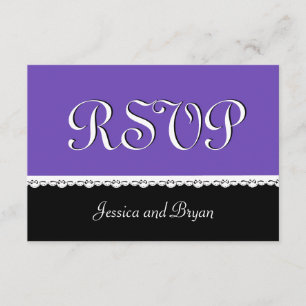 PURPLE and BLACK Lace Wedding RSVP V16