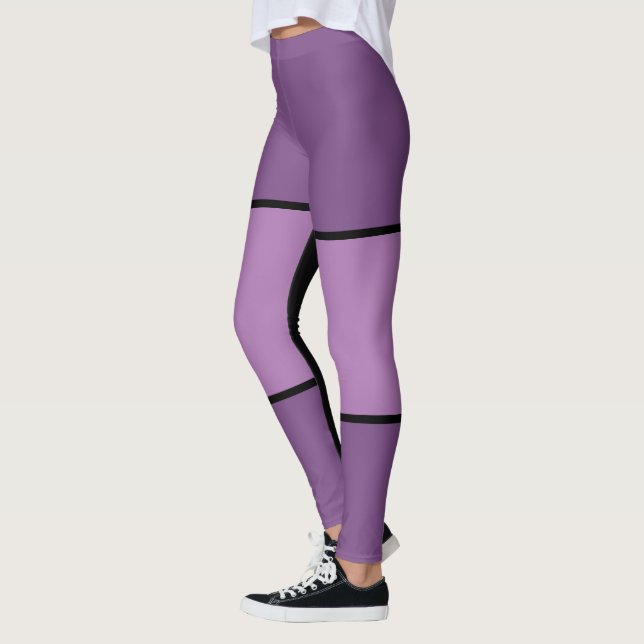 Purple Black Bold Stripe Leggings (Izquierda)