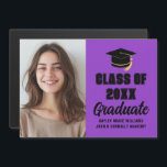 Purple Black Class of 2026 Graduation Photo Magnet<br><div class="desc">A personalized graduation announcement magnetic card in purple and black for a high school,  college,  or university from the class of 2026. Customize with your school name and graduating class under the lovely calligraphy for an elegant personalized graduate photo magnet with your senior portrait photograph.</div>